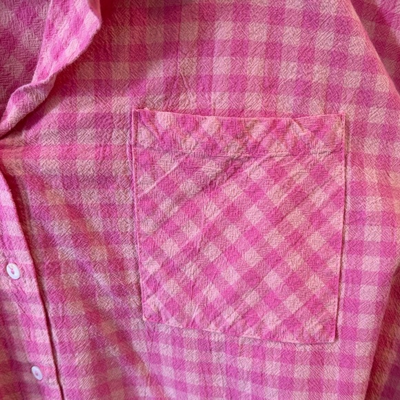 entro Pink oversized Gingham Lightweight Button-Up Shirt - Picture 4 of 5